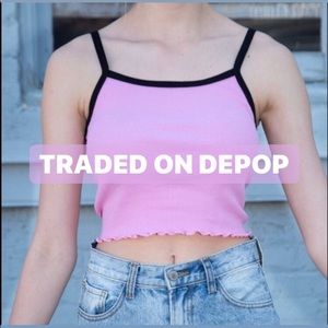 Brandy pink belle tank w black trim